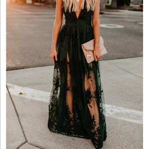 Hunter green Antonia maxi dress